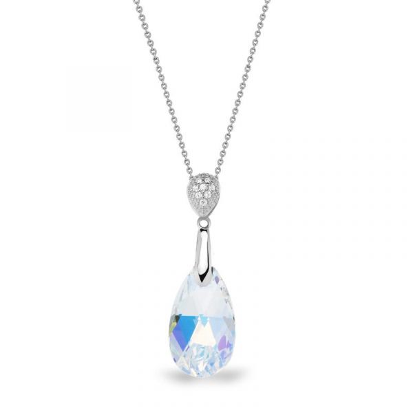 Reciteren Gelijk Herenhuis Dainty Drop Zilveren Ketting van Spark Jewelry met Lichtblauw "Man made  Crystal"